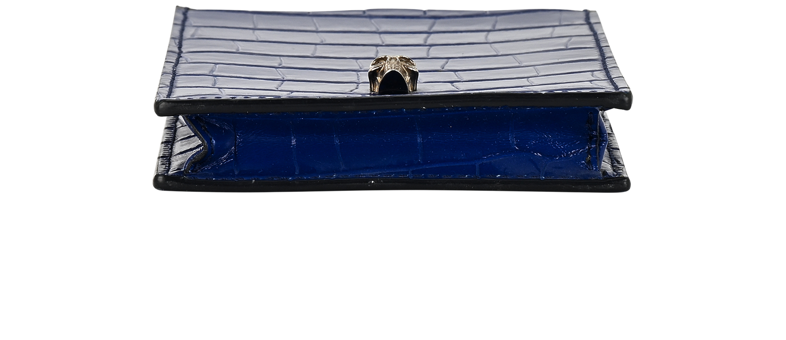 Alexander McQueen Skull Phone Holder Crossbody, &pound;175, Accessories, Blue, Patent Leather, Top view